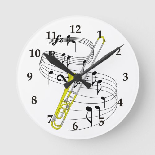 Trombone Round Clock