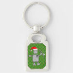 Trombone Santa Hat Robot Keychain