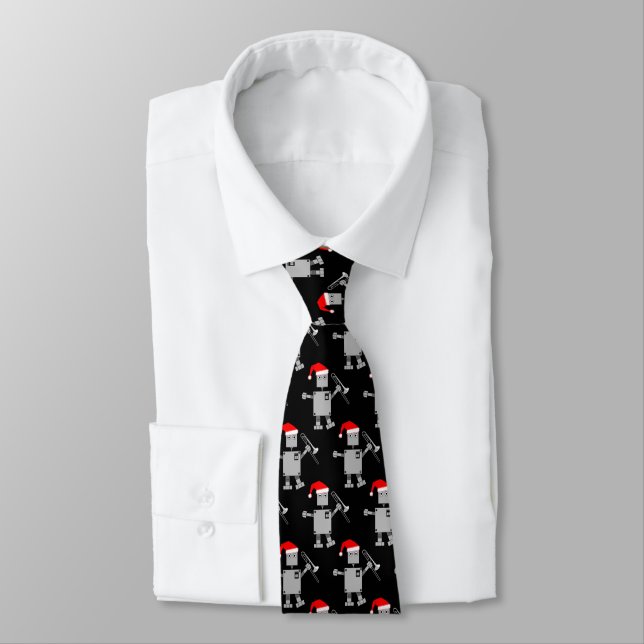 Trombone Santa Hat Robot Neck Tie (Tied)