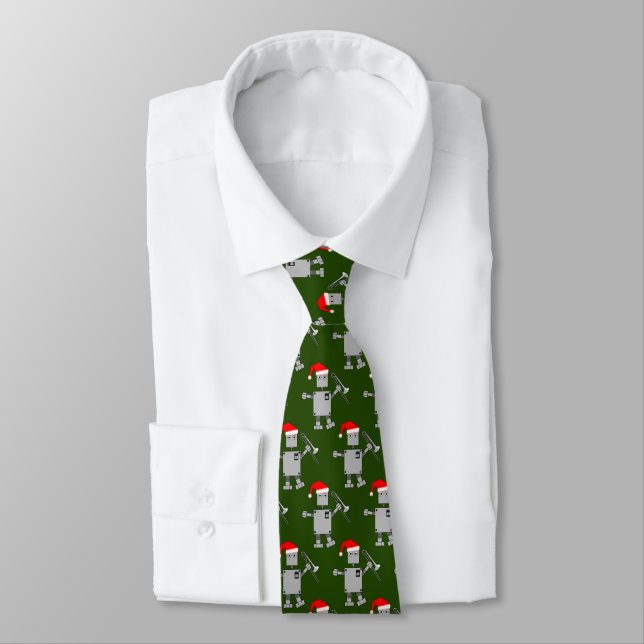 Trombone Santa Hat Robot Neck Tie (Tied)