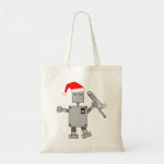 Trombone Santa Hat Robot Tote Bag