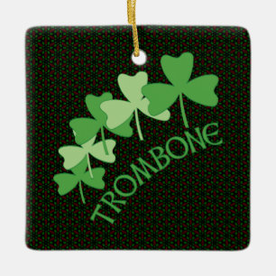 Trombone Shamrocks Arc Ceramic Ornament