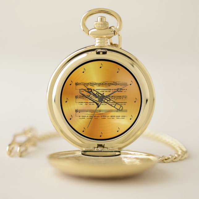 Trombone ~ Sheet Music ~ Gold Record ~ Pocket Watch (Inside)