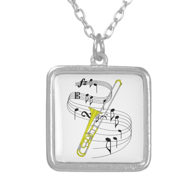 Trombone Silver Plated Necklace (Front)
