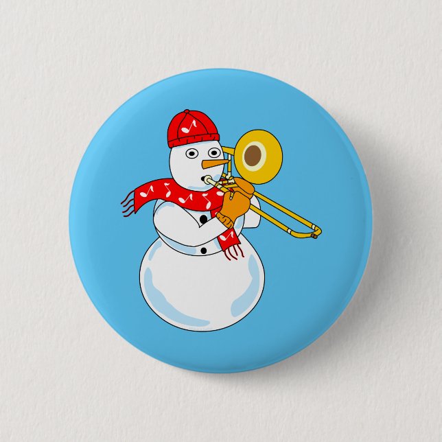 Trombone Snowman Button (Front)