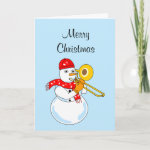 Trombone Snowman  Christmas Card