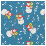 Trombone Snowman Music Notes Pattern Fabric