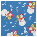 Trombone Snowman Music Notes Pattern Fabric