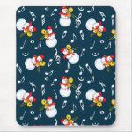 Trombone Snowman Music Notes Pattern Mouse Pad