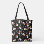 Trombone Snowman Music Notes Pattern Tote Bag