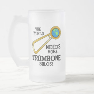 Trombone Solos Frosted Glass Beer Mug