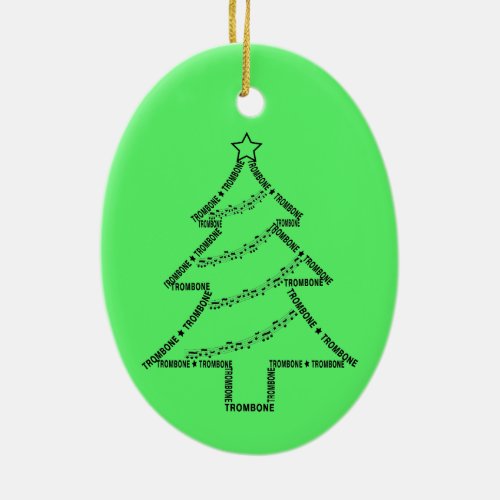 Trombone Text Christmas Tree Ceramic Ornament