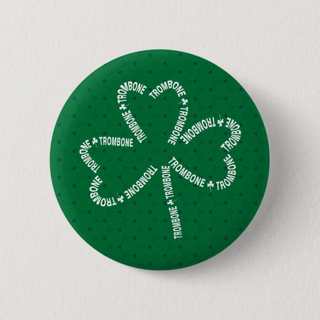 Trombone Text Shamrock Button (Front)