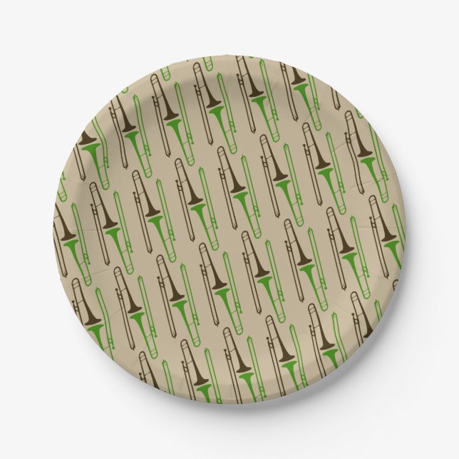 Trombone Themed Paper Plates (Front)