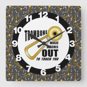 Trombone Touch Square Wall Clock