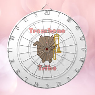 Trombone Tribe Brown Kitty Cat Pink Letters Dart Board