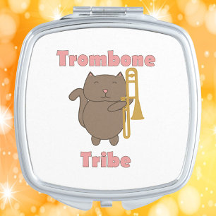 Trombone Tribe Cute Cat Funny Pink Letters Compact Mirror