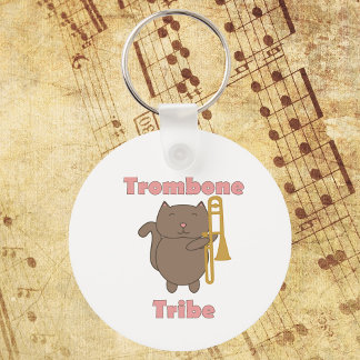 Trombone Tribe Cute Cat Pink Letters Keychain