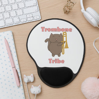 Trombone Tribe Funny Cat Pink Letters Gel Mouse Pad
