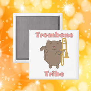 Trombone Tribe Funny Cat Pink Letters Magnet