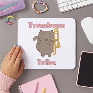Trombone Tribe Kawaii Cat Pink Letters Mouse Pad