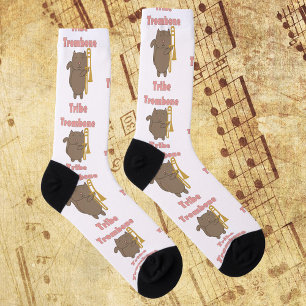 Trombone Tribe Kawaii Cat Pink Letters Socks
