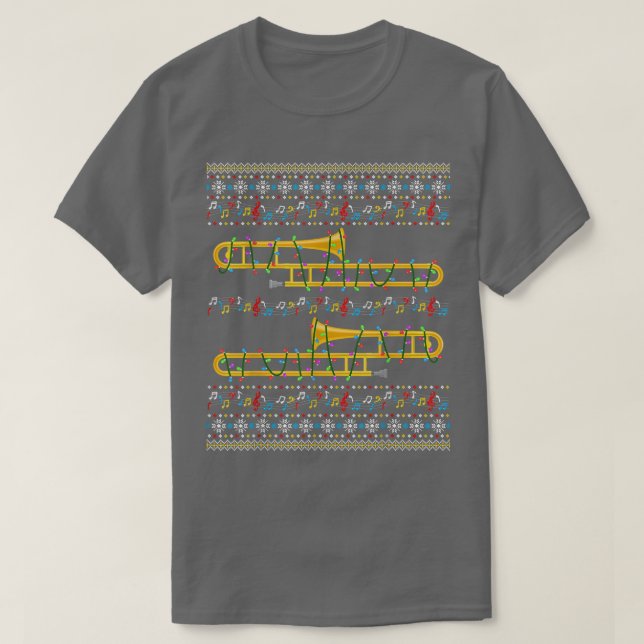 Trombone Ugly Christmas Sweater Christmas Lights F (Design Front)