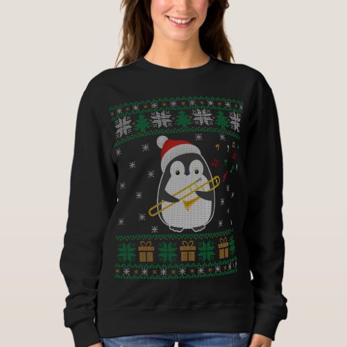 Trombone Ugly Christmas Sweater Penguin Xmas Famil