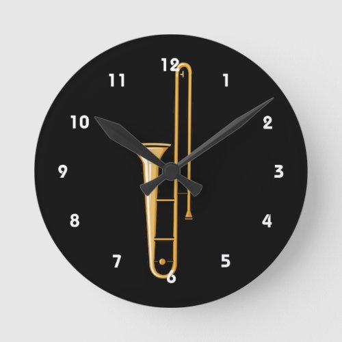 trombone upright graphic round clock