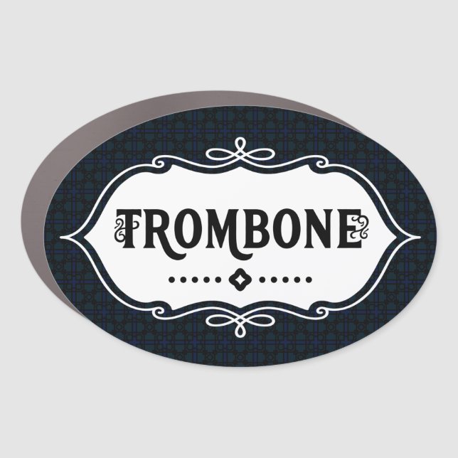 Trombone White Emblem Car Magnet (Front)