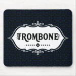 Trombone White Emblem Mouse Pad