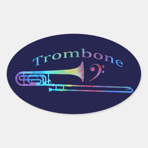 Trombone with Bass Clef Oval Sticker