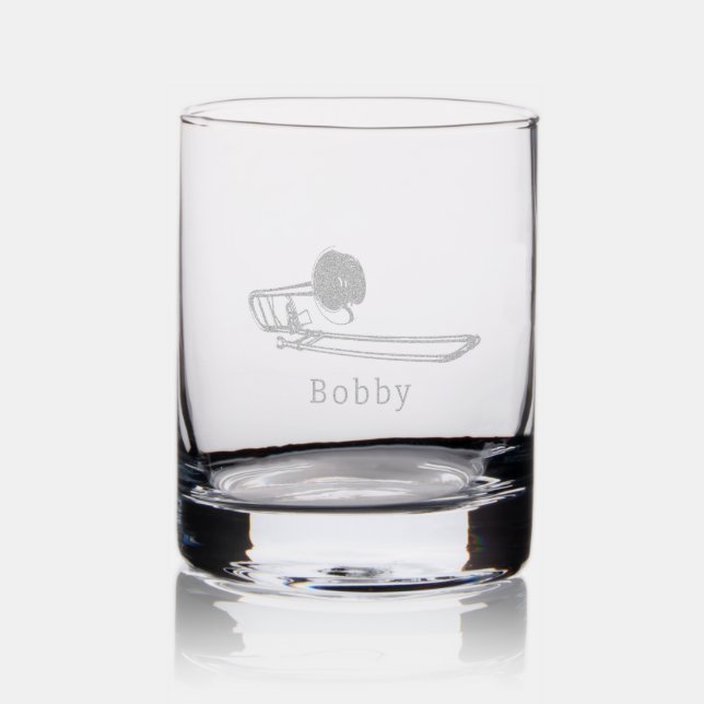 Trombone with name rocks glass (Glassware)