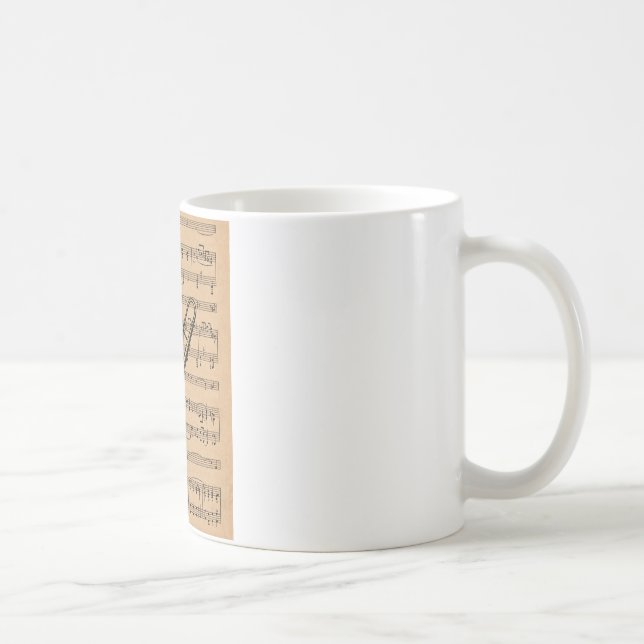 Trombone With Sheet Music Background Coffee Mug (Right)