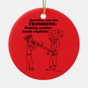 Trombone Zombie Explode Ceramic Ornament