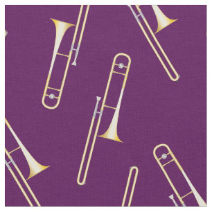 Trombones Music Musician Room Decor Purple Fabric