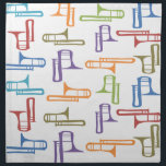 Trombones Napkin<br><div class="desc">Multicolored musical trombones pattern.</div>