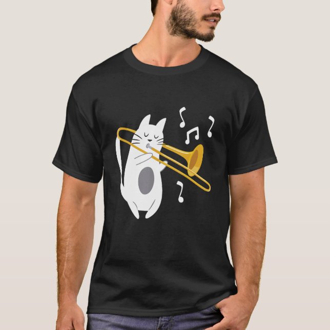 Trombonist Cat - Trombone Player Music Lover T-Shirt (Front)