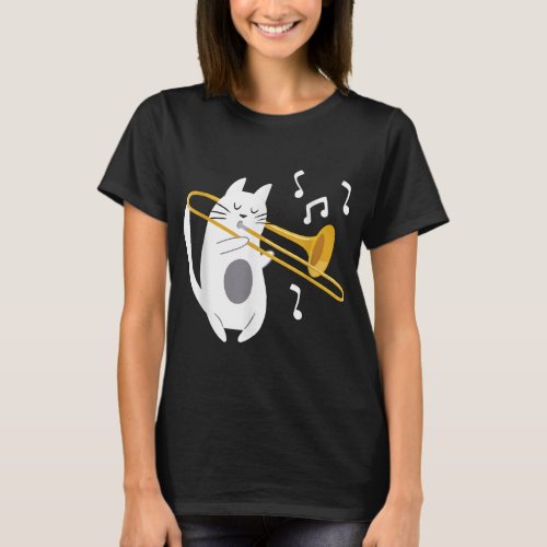 Trombonist Cat _ Trombone Player Music Lover T_Shirt