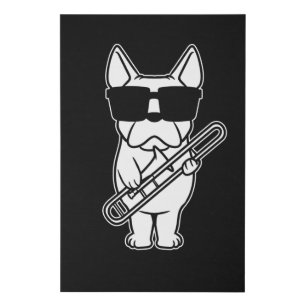 Trombonist Trombone Player Dog With Trombone Faux Canvas Print