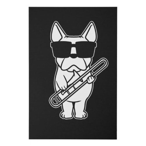 Trombonist Trombone Player Dog With Trombone Faux Canvas Print