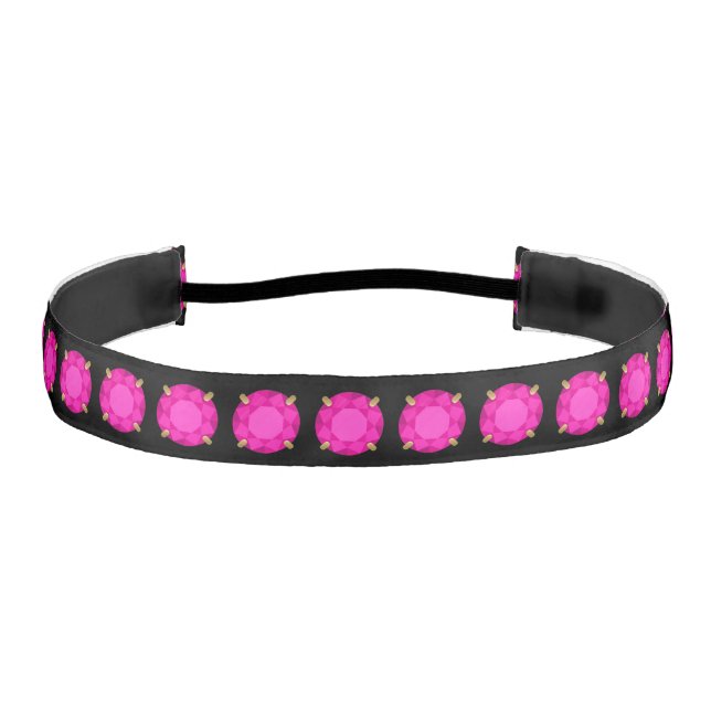 Trompe-l'oeil, 3-d, pink tourmaline gem print athletic headband (Front)