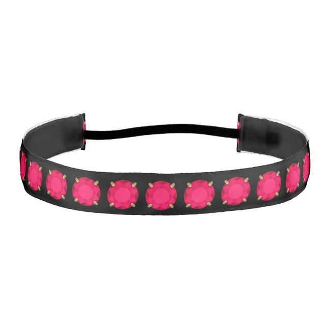 Trompe-l'oeil, 3-d, ruby gem print athletic headband (Front)