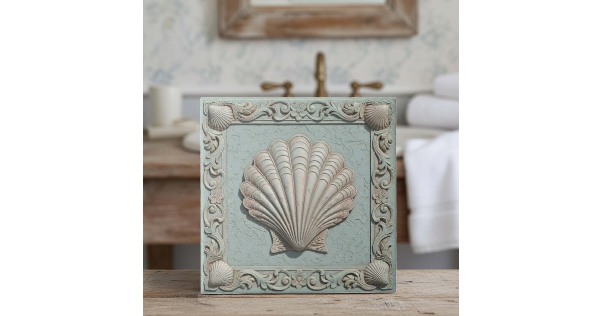 Trompe L'oeil Marine Life Clam Shell ID1190d Ceramic Tile | Zazzle