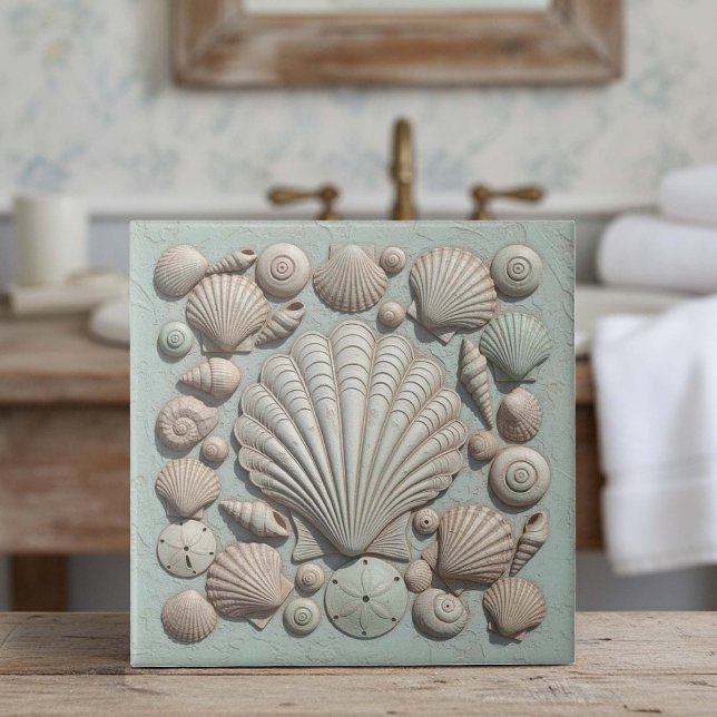 Trompe L'oeil Marine Life Shell Collection ID1190b Ceramic Tile (Creator Uploaded)