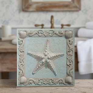 Trompe L'oeil Marine Life Starfish ID1190h Ceramic Tile