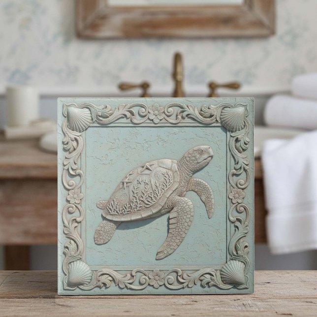 Trompe L'oeil Marine Life Turtle ID1190i Ceramic Tile (Creator Uploaded)