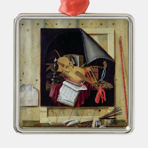 Trompe lOeil Still Life 1665 Metal Ornament