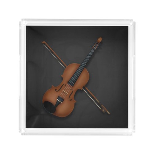 Trompe Loeil Violin  Bow Elegant Classical Music Acrylic Tray