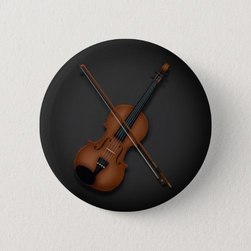 Trompe Loeil Violin  Bow Elegant Classical Music Button